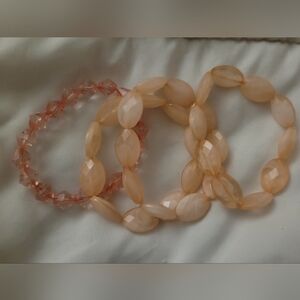 Elegant Peach Beaded Bracelet Set